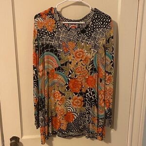Johnny Was Multicolor Floral Long Sleeve Top